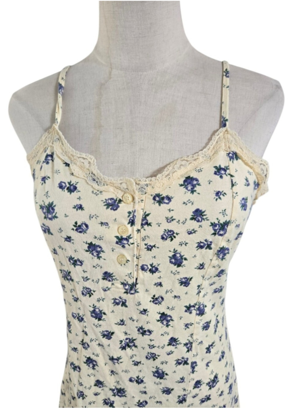 Victoria's Secret Vintage Buttercream Yellow Floral Lace-Trim Mini Dress - Picture 2 of 8